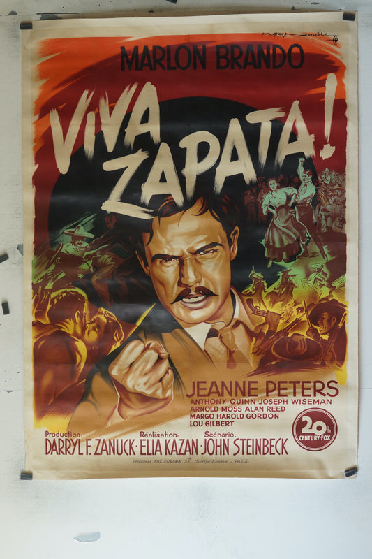 VIVA ZAPATA, MARLON BRANDO, AFFICHE ENTOILÉE
