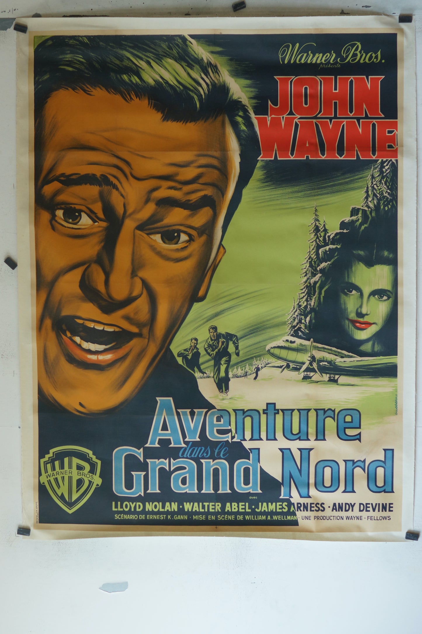 AVENTURE GRAND NORD, JOHN WAYNE, 120X160, AFFICHE ENTOILÉE