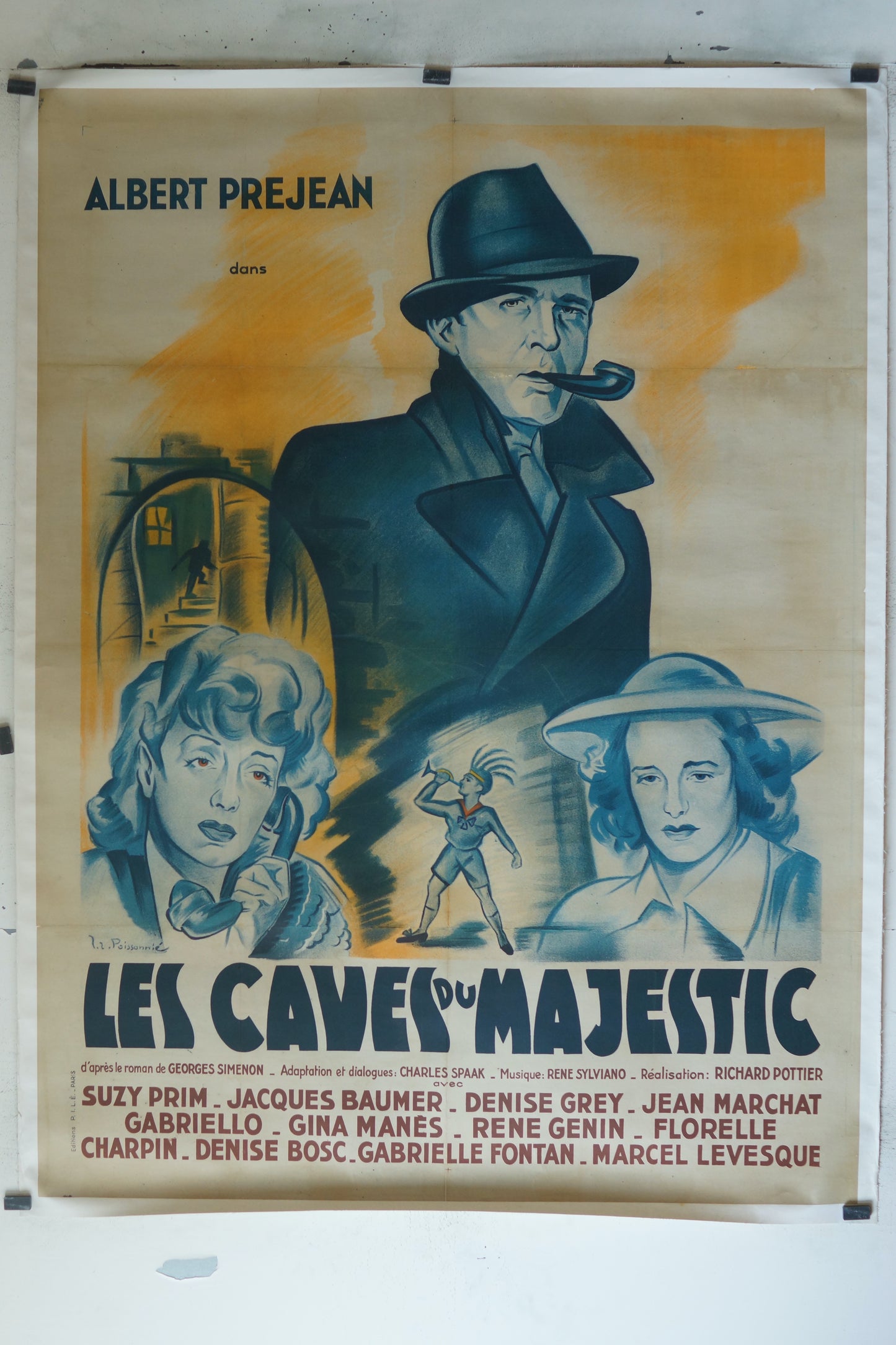 LES CAVES DU MAJESTIC, ALBERT PREJEAN, 120X160, AFFICHE ENTOILÉE
