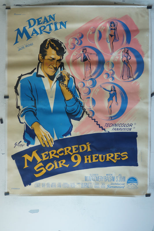 MERCREDI SOIR 9 HEURES, DEAN MARTIN, 120X160, AFFICHE ENTOILÉE