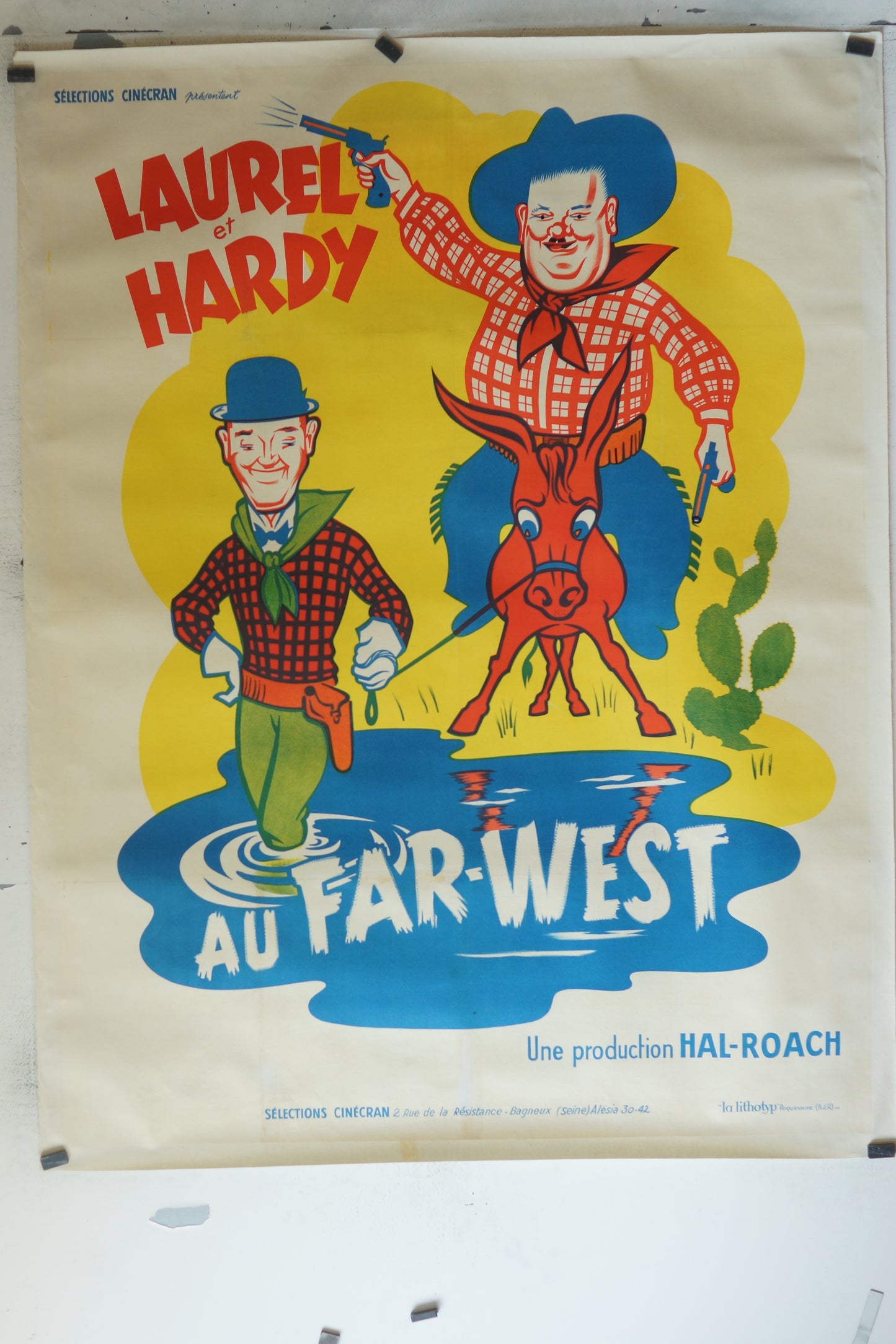 LAUREL ET HARDY, AU FAR WEST, 120X160, AFFICHE ENTOILÉE