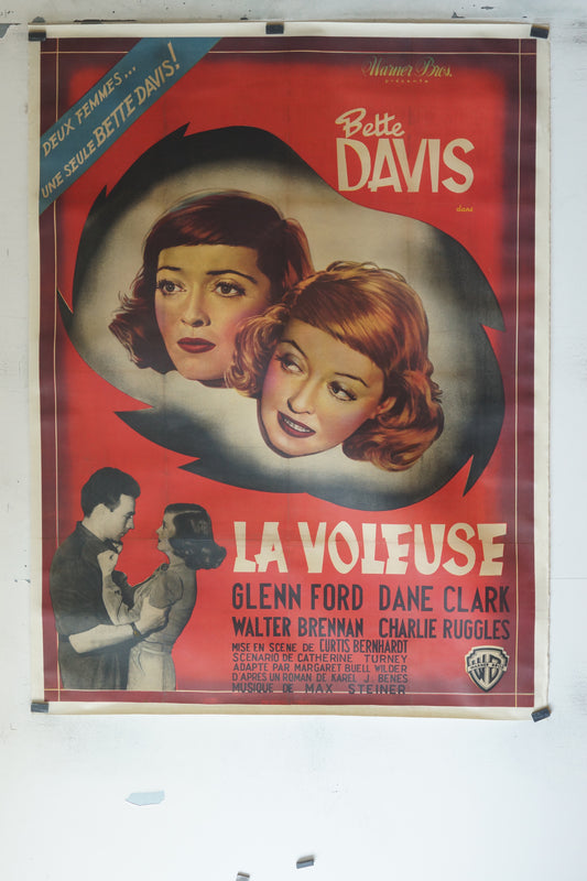 LA VOLEUSE, BETTE DAVIS, 120X160, AFFICHE ENTOILÉE