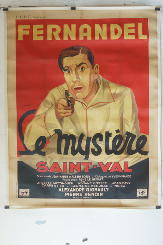 LE MYSTÈRE SAINT-VAL, FERNANDEL, 120X160, AFFICHE ENTOILÉE