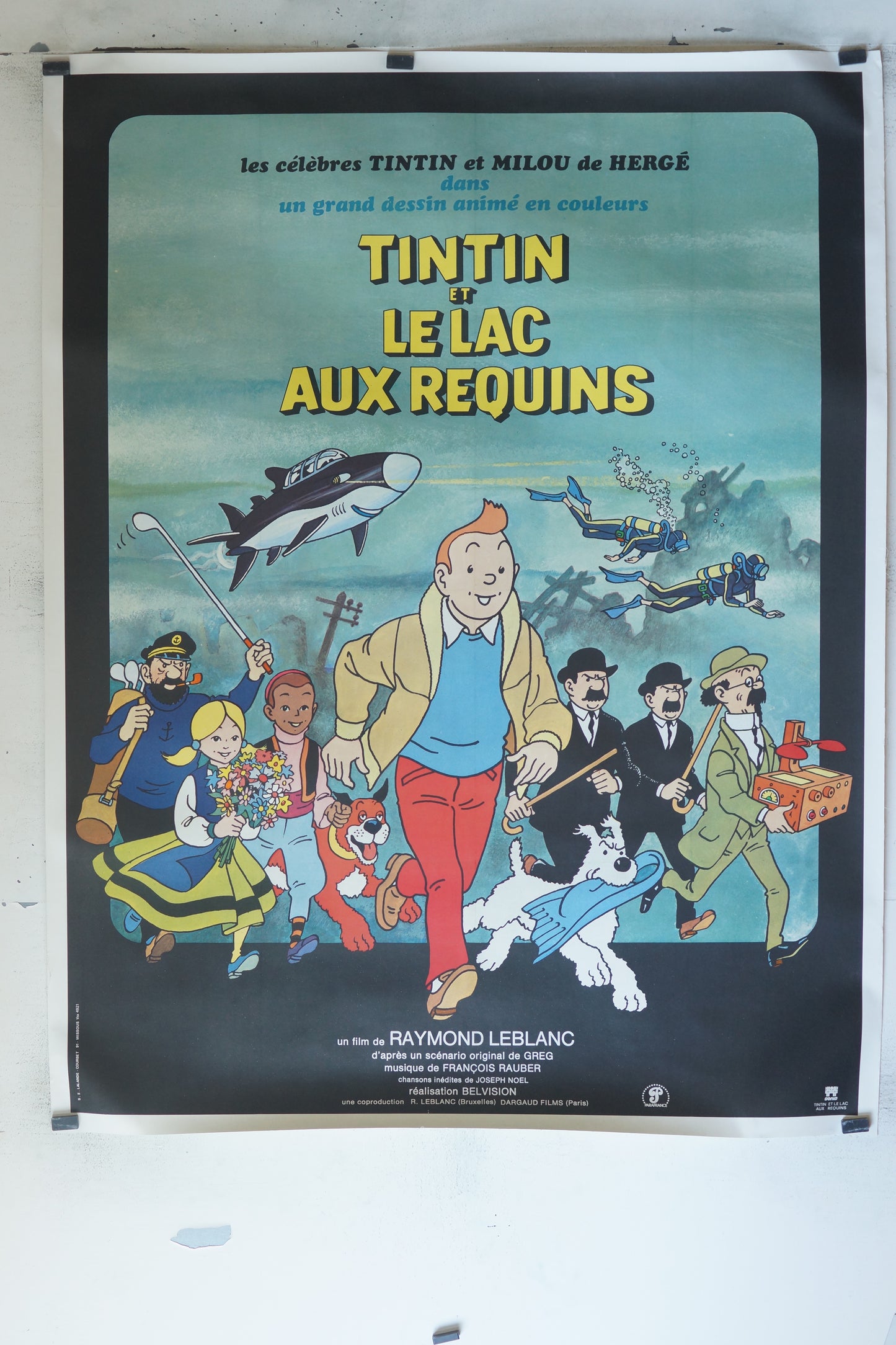 TINTIN ET LE LAC AUX REQUINS, 120X160, AFFICHE ENTOILÉE