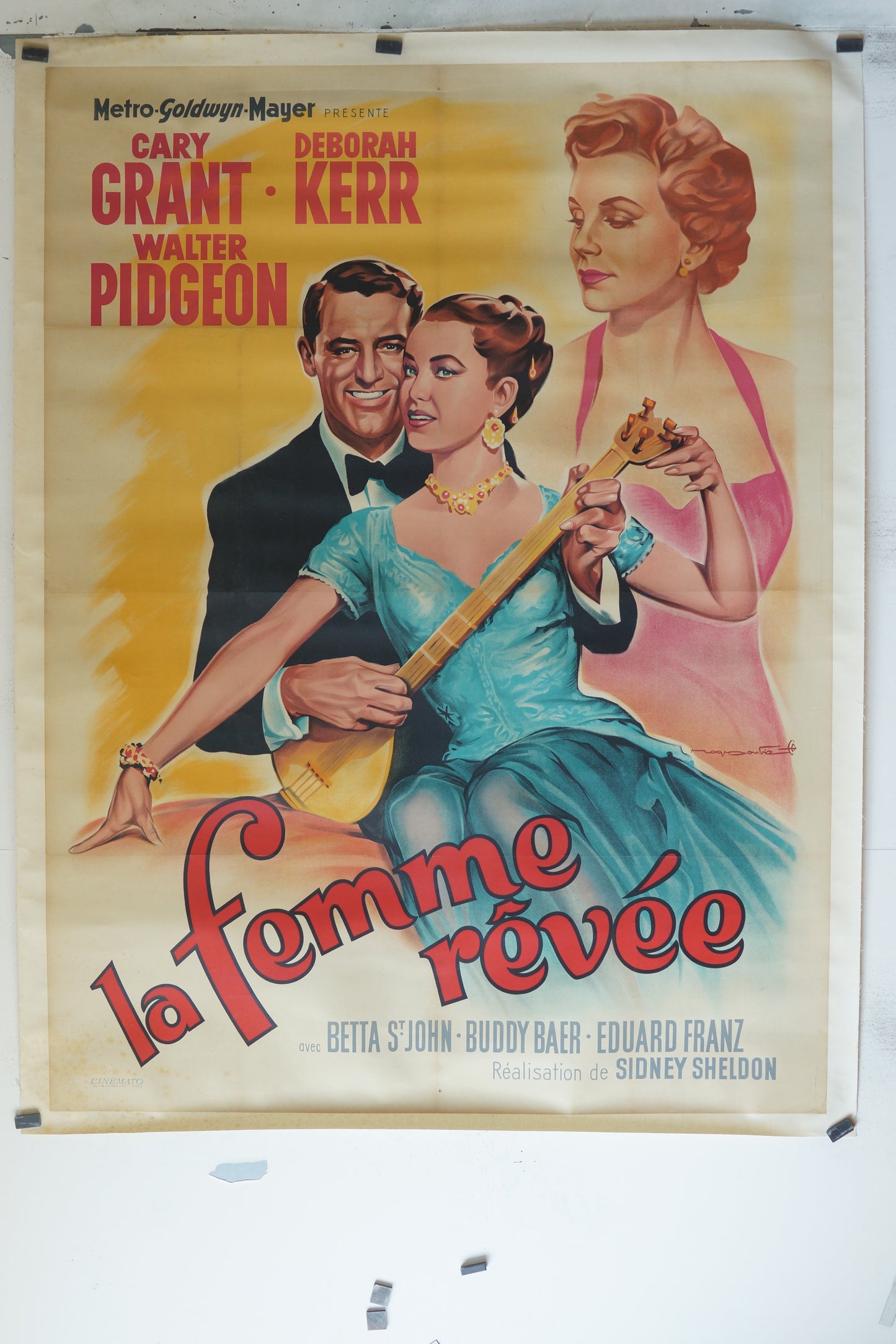 LA FEMME RÊVÉE, CARY GRANT 120X160, AFFICHE ENTOILÉE