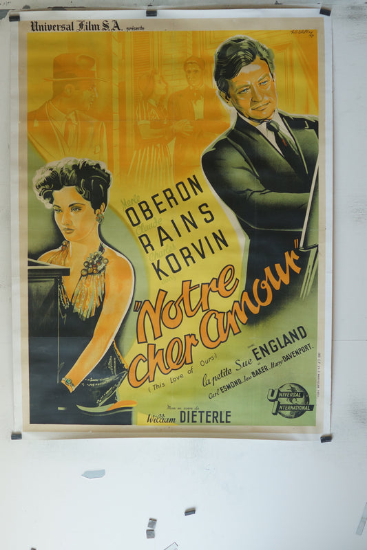 NOTRE CHER AMOUR, MERLE OBERON, 120X160, AFFICHE ENTOILÉE