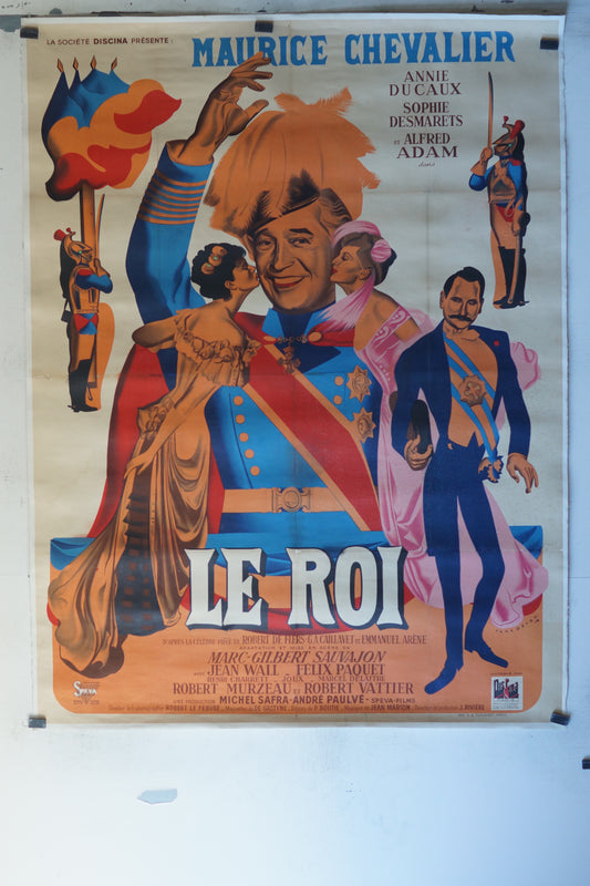 LE ROI, MAURICE CHEVALIER, JEAN WALL, 120X160, 120X160 CM, AFFICHE ENTOILÉE.