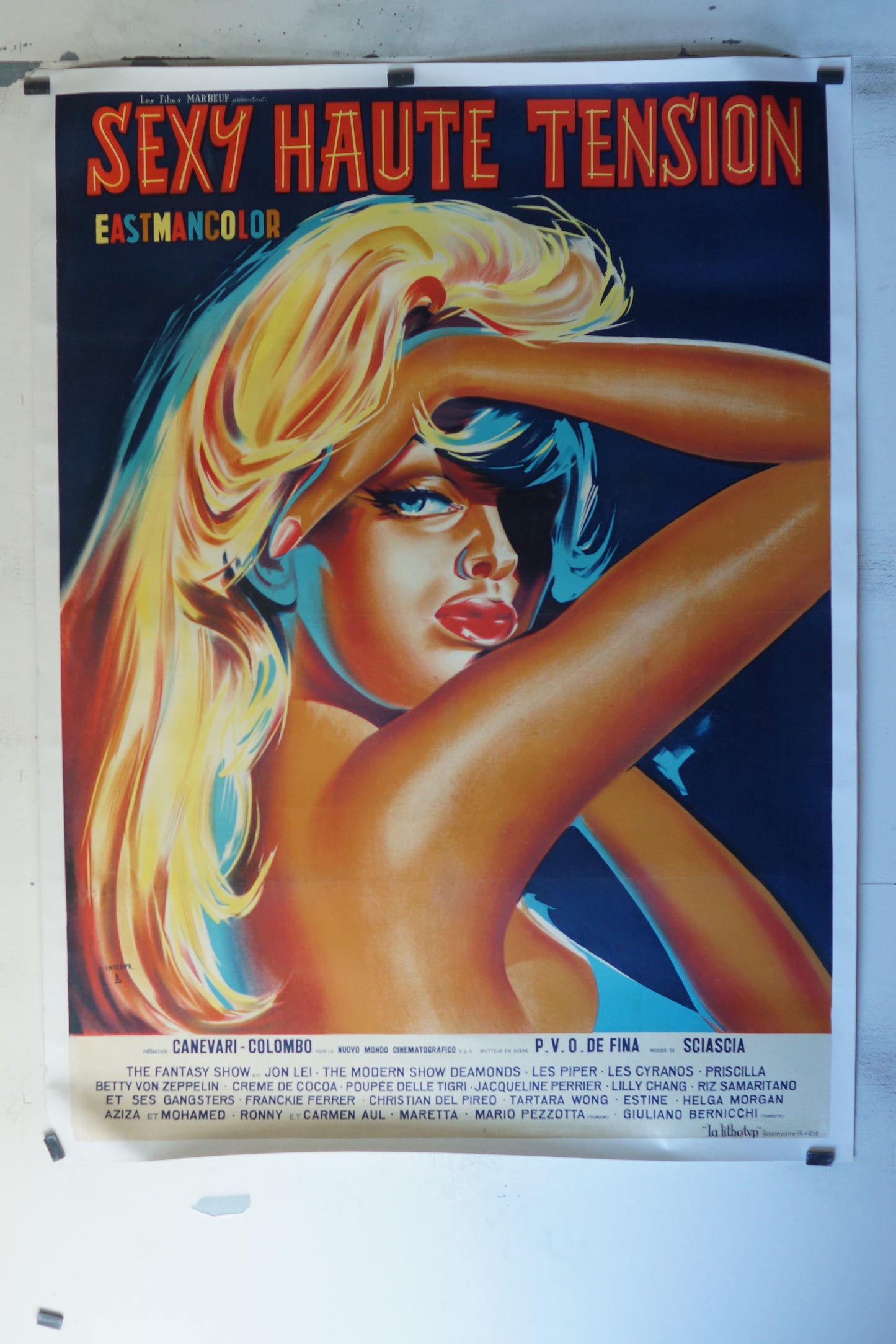 SEXY HAUTE TENSION, JON LEI, 120X160 CM, AFFICHE ENTOILÉE