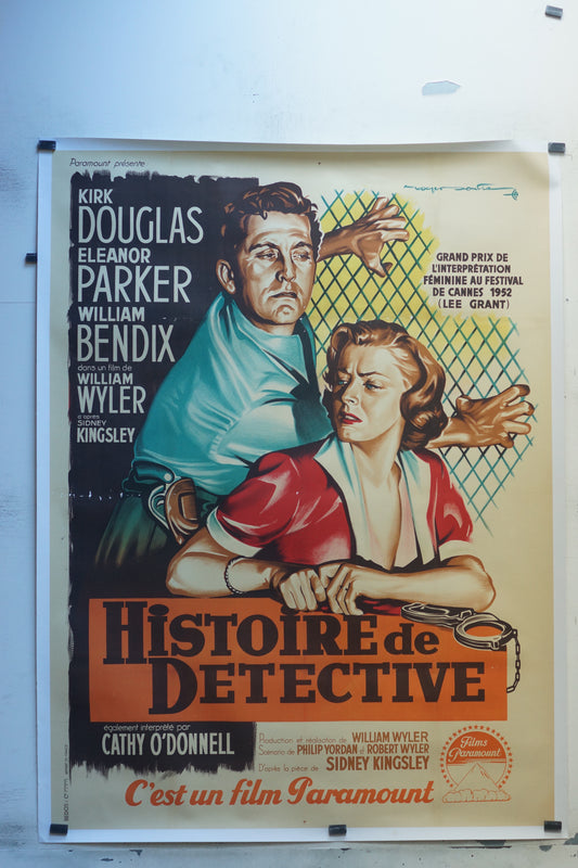 HISTOIRE DE DETECTIVE, KIRK DOUGLAS, 120X160, 120X160 CM, AFFICHE ENTOILÉE.