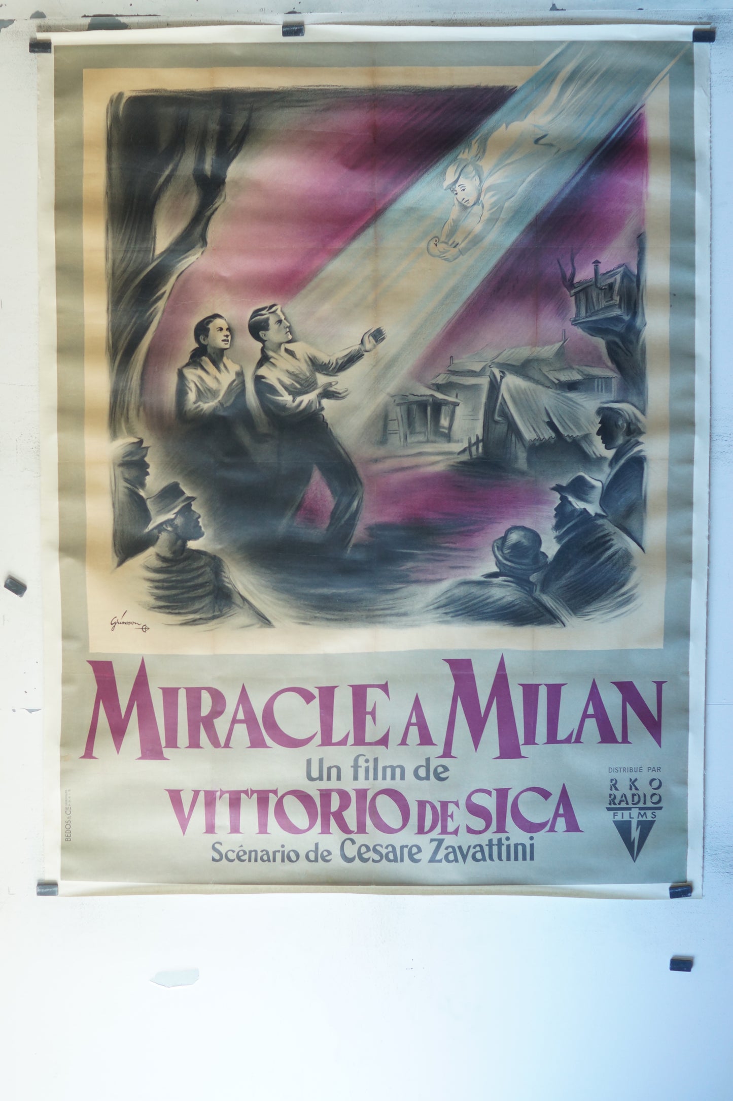 MIRACLE À MILAN, VITTORIO DE SICA, 120X160, AFFICHE ENTOILÉE.