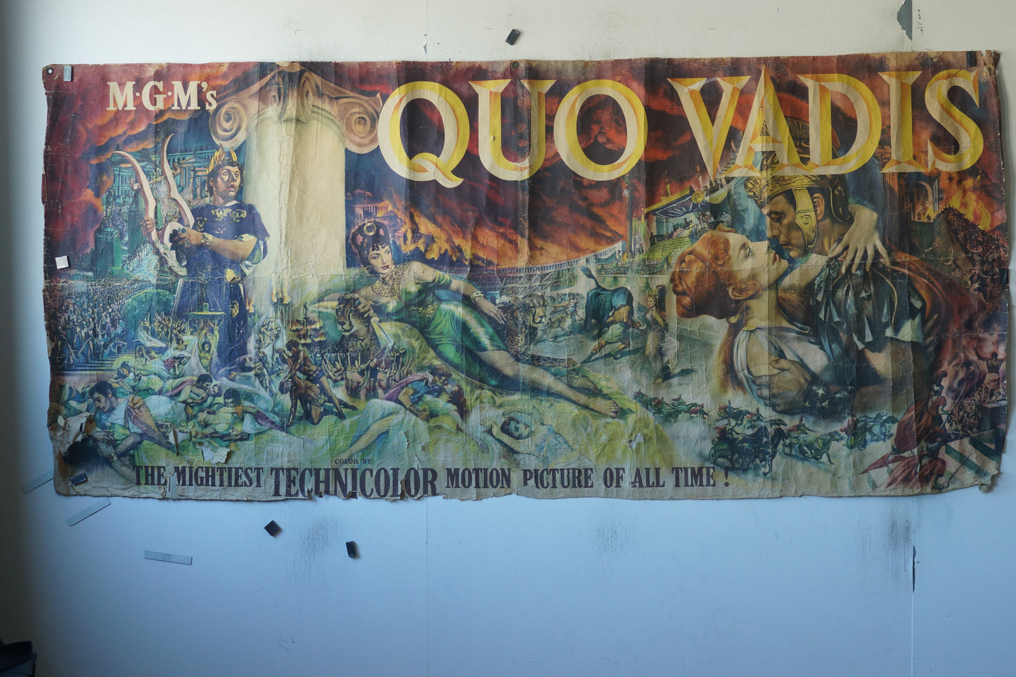 QUO VADIS, AFFICHE ENTOILÉE.