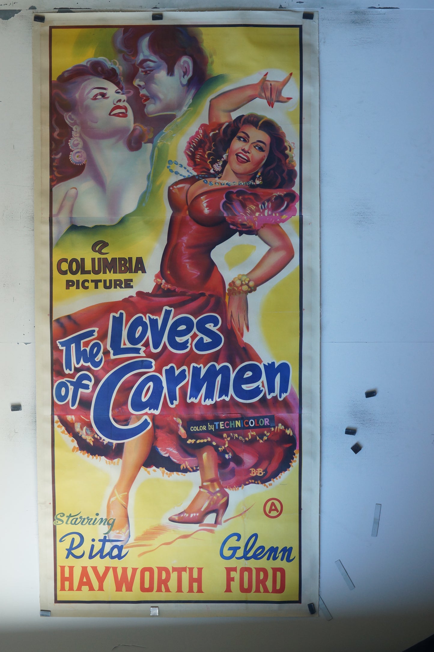 THE LOVES CARMEN, RITA HAYWORTH,&nbsp; 120X160, AFFICHE ENTOILÉE.