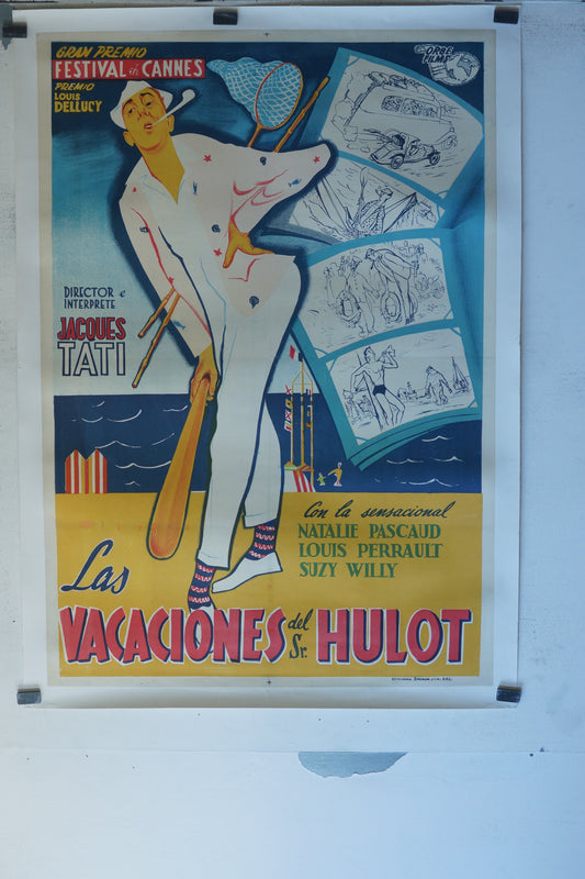 LAS VACACIONES DEL SR HULOT 120X160, AFFICHE ENTOILÉE.