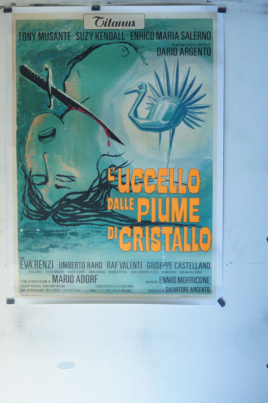 L’UCCELLO DALLE PIUME DI CRISTALLO, TONY MUSANTE,120X160, AFFICHE ENTOILÉE.