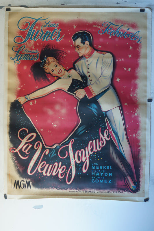 LA VEUVE JOYEUSE, LANA TURNER, 120X160 CM, AFFICHE ENTOILÉE.