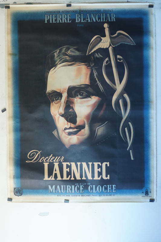 DOCTEUR LAENNEC, PIERRE BLANCHAR, 120X160 CM, AFFICHE ENTOILÉE.