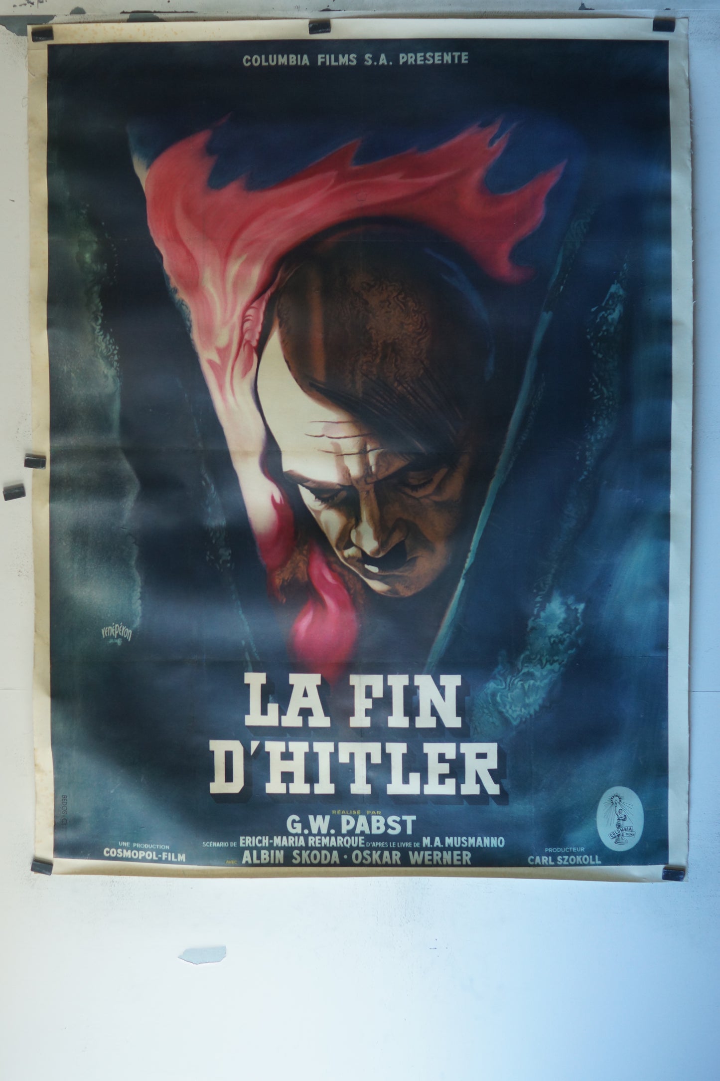 LA FIN D'HITLER, G.W.PABST, 120X160, AFFICHE ENTOILÉE