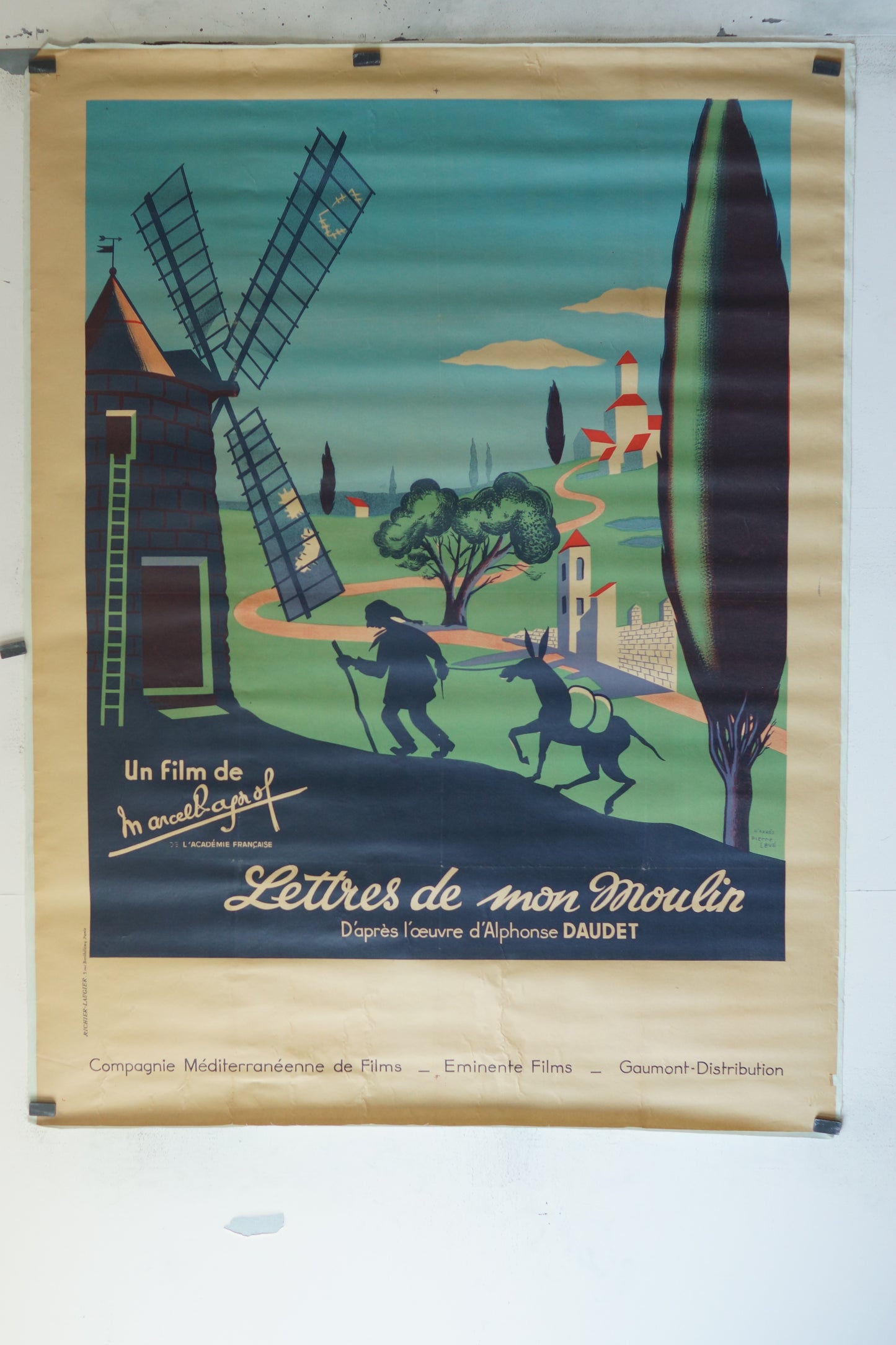 LETTRES DE MON MOULIN, MARCEL PAGNOL, 120X160, AFFICHE ENTOILÉE