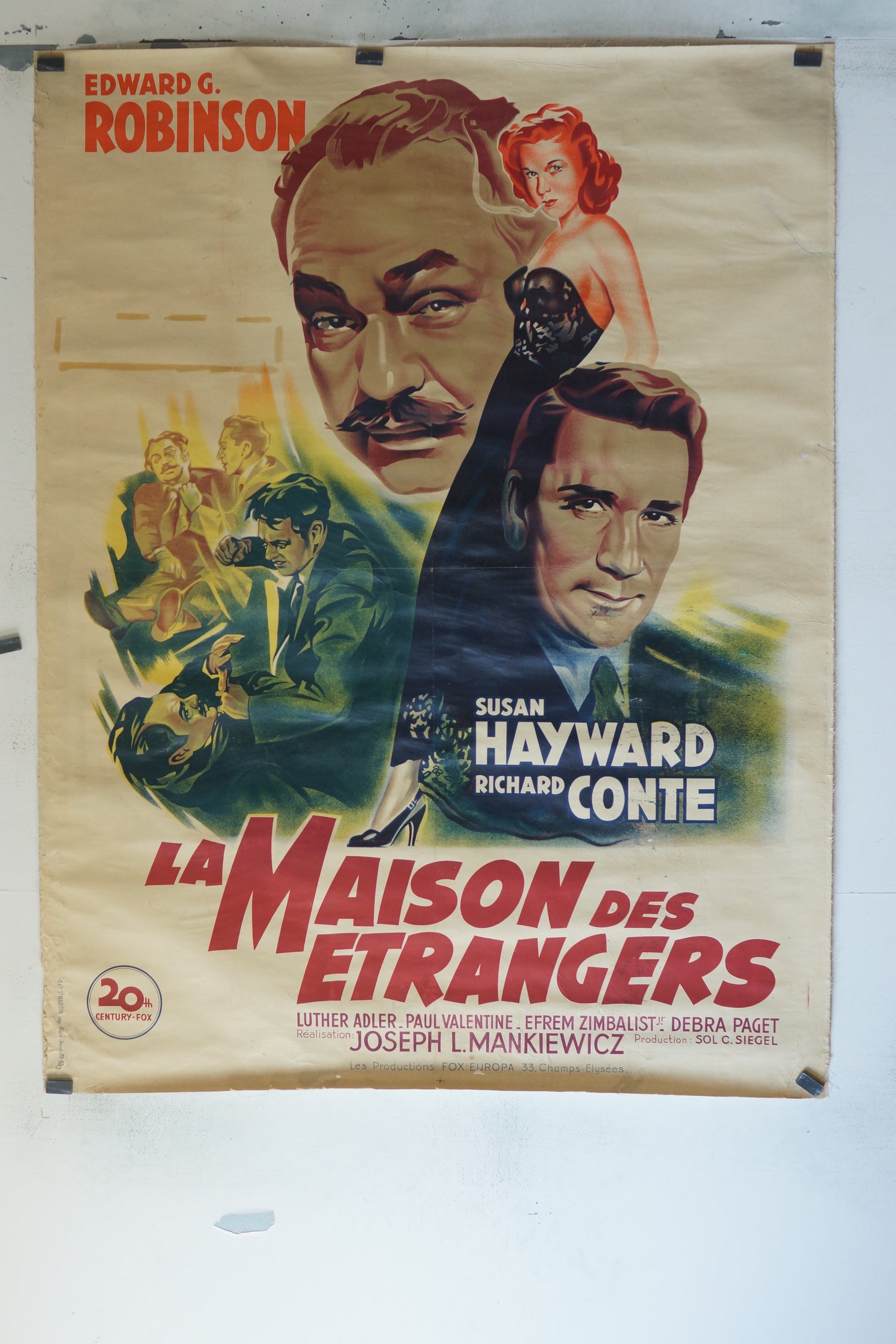 LA MAISON DES ÉTRANGERS, EDWARD G.ROBINSON, 120X160, AFFICHE ENTOILÉE