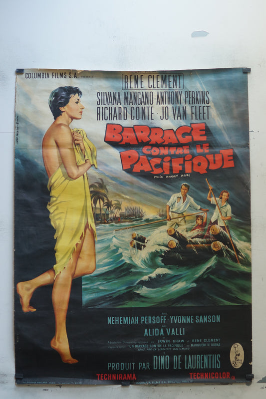 BARRAGE CONTRE LE PACIFIQUE, RENÉ CLÉMENT, 120X160, AFFICHE ENTOILÉE