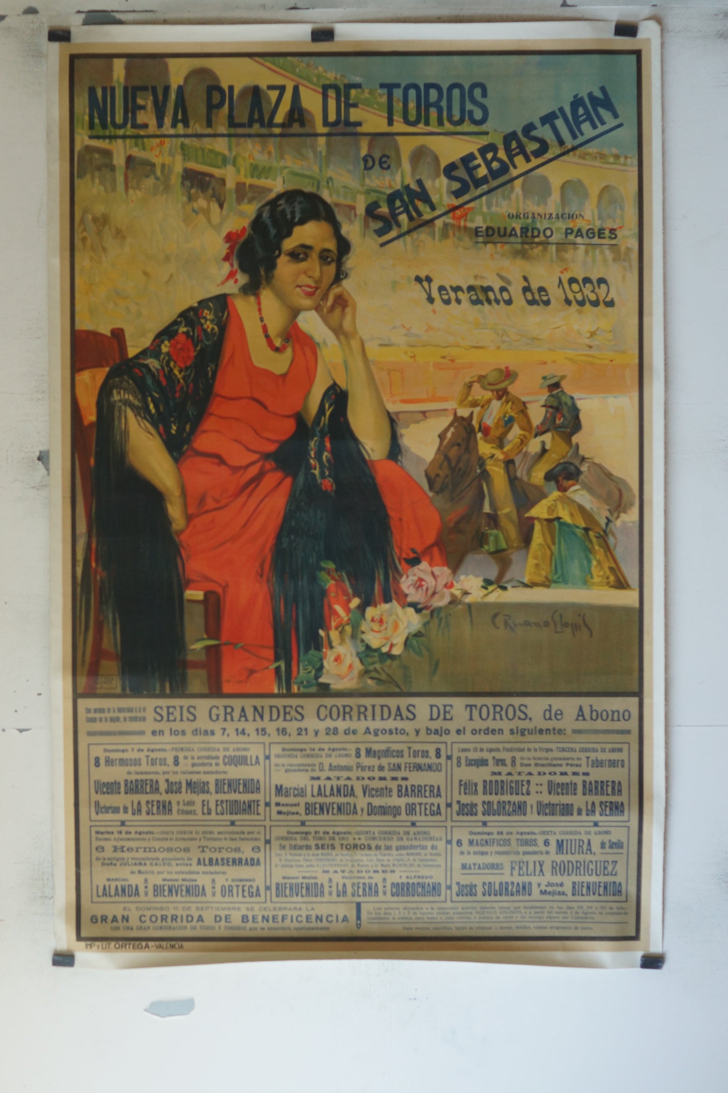 NUEVA PLAZA DE TOROS, DE SAN SEBASTIEN, 120X160, AFFICHE ENTOILÉE