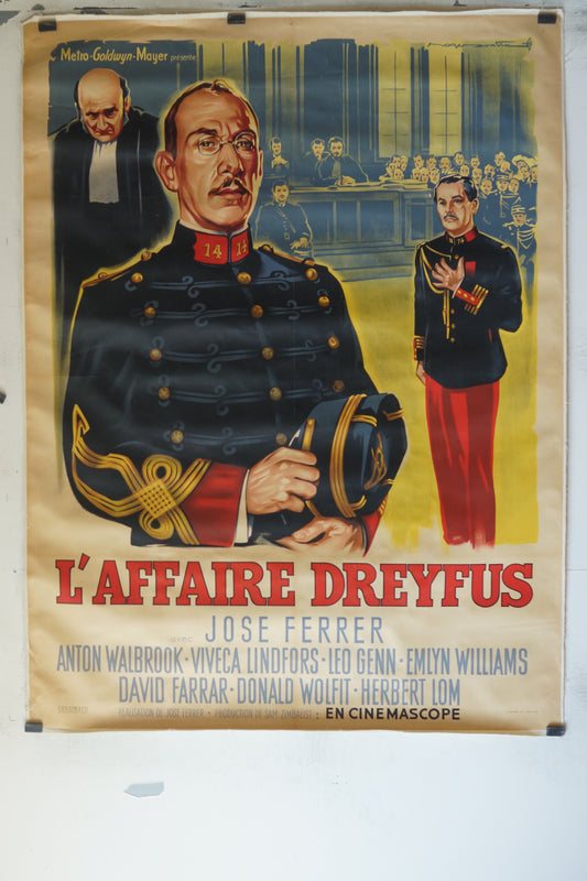L'AFFAIRE DREYFUS, JOSE FERRER, 120X160, AFFICHE ENTOILÉE