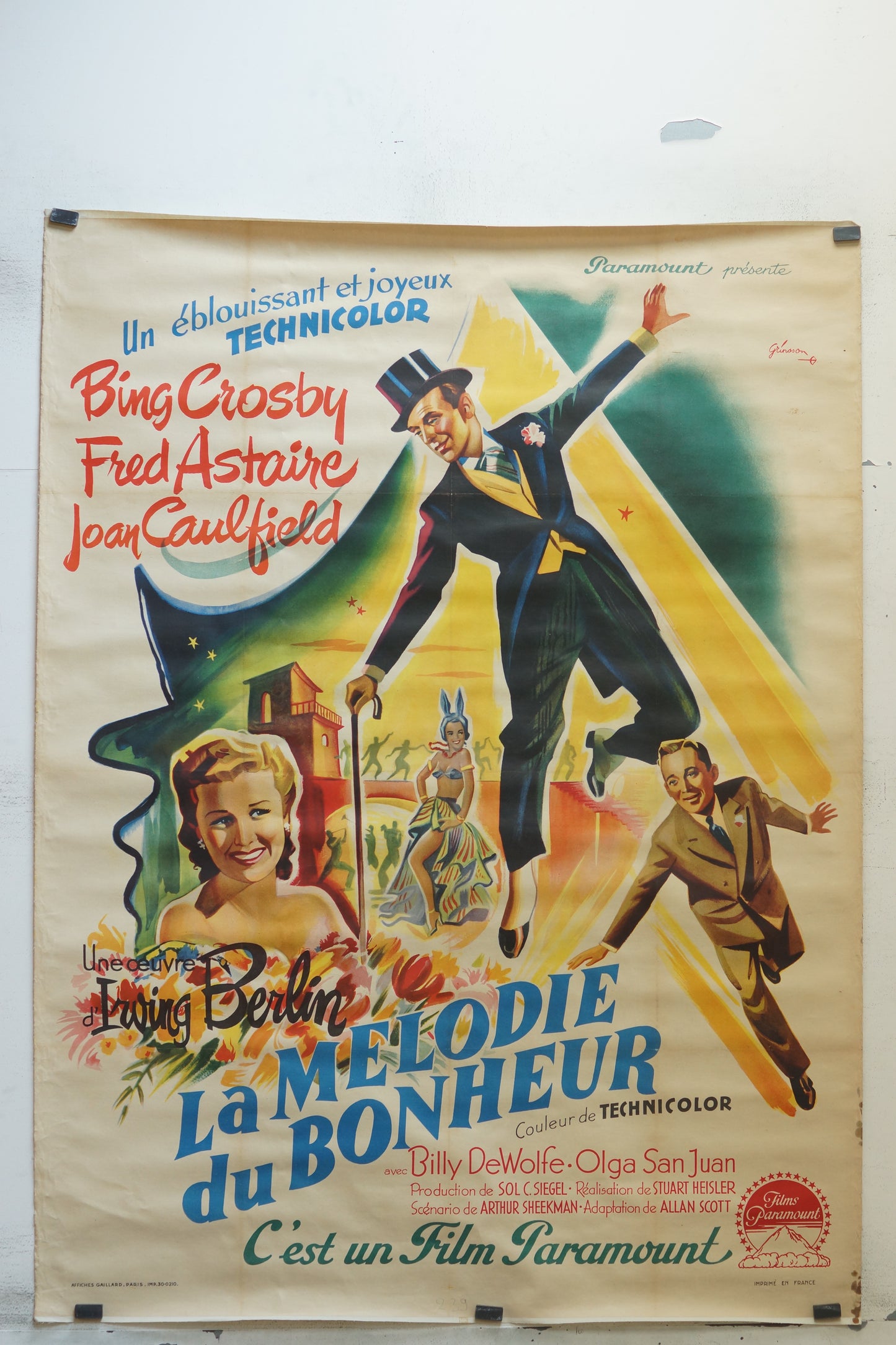 LA MÉLODIE DU BONHEUR, BING CROSBY, 120X160, AFFICHE ENTOILÉE