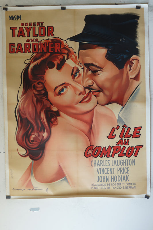 L'ÎLE AU COMPLOT, ROBERT TAYLOR, 120X160, AFFICHE ENTOILÉE