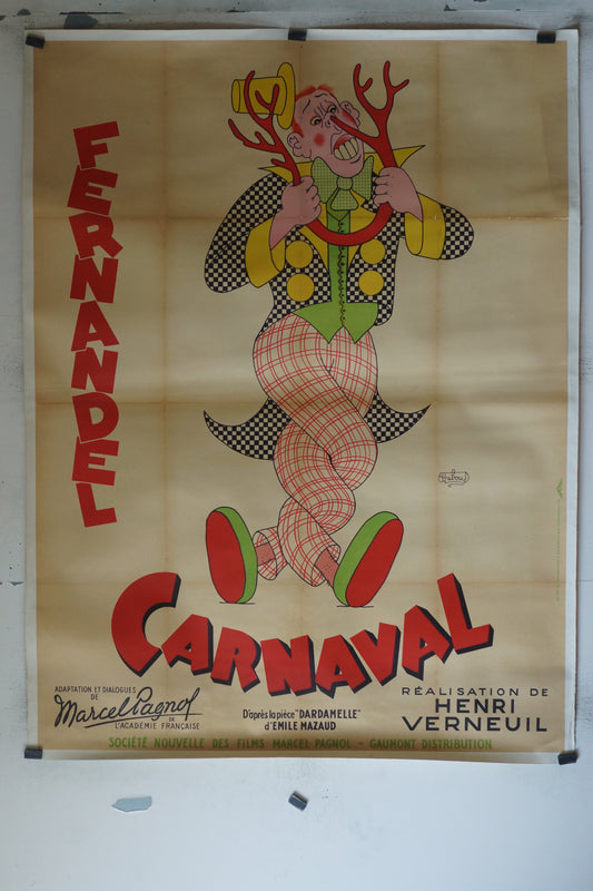 CARNAVAL, FERNANDEL, 120X160, AFFICHE ENTOILÉE