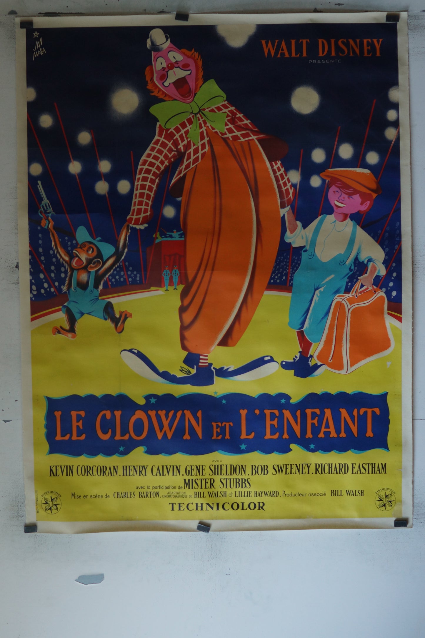LE CLOWN ET L'ENFANT, KEVIN CORCORAN, 120X160, AFFICHE ENTOILÉE