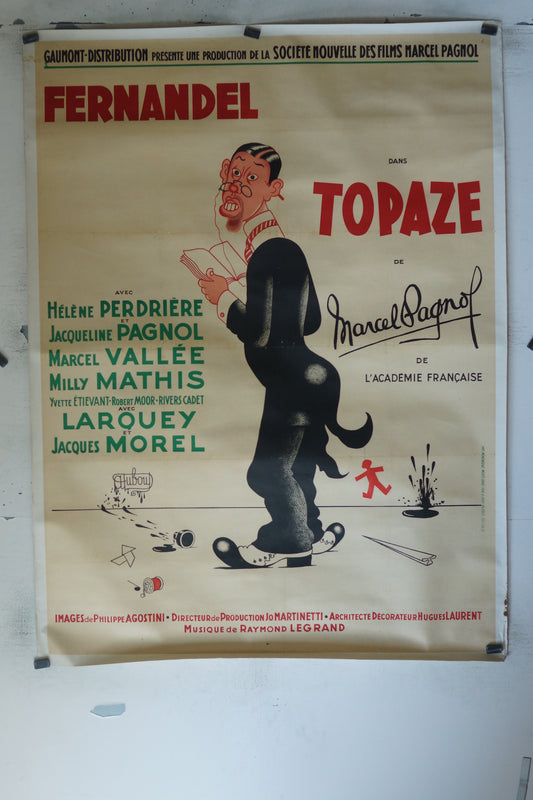 TOPAZE, FERNANDEL,120X160, AFFICHE ENTOILÉE