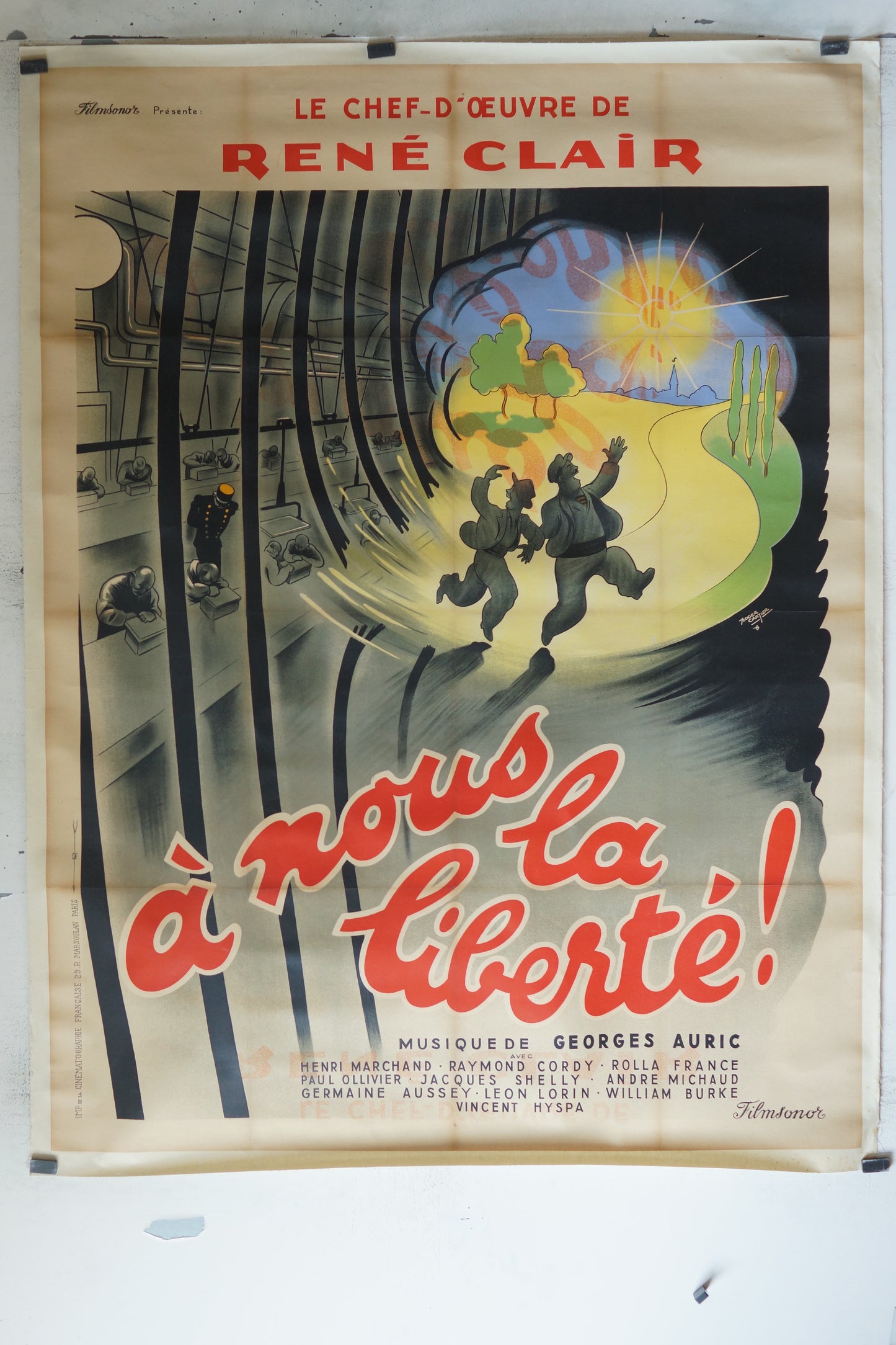 A NOUS LA LIBERTÉ ! RENÉ CLAIR, 120X160 CM, AFFICHE ENTOILÉE. RENÉ CLAIR