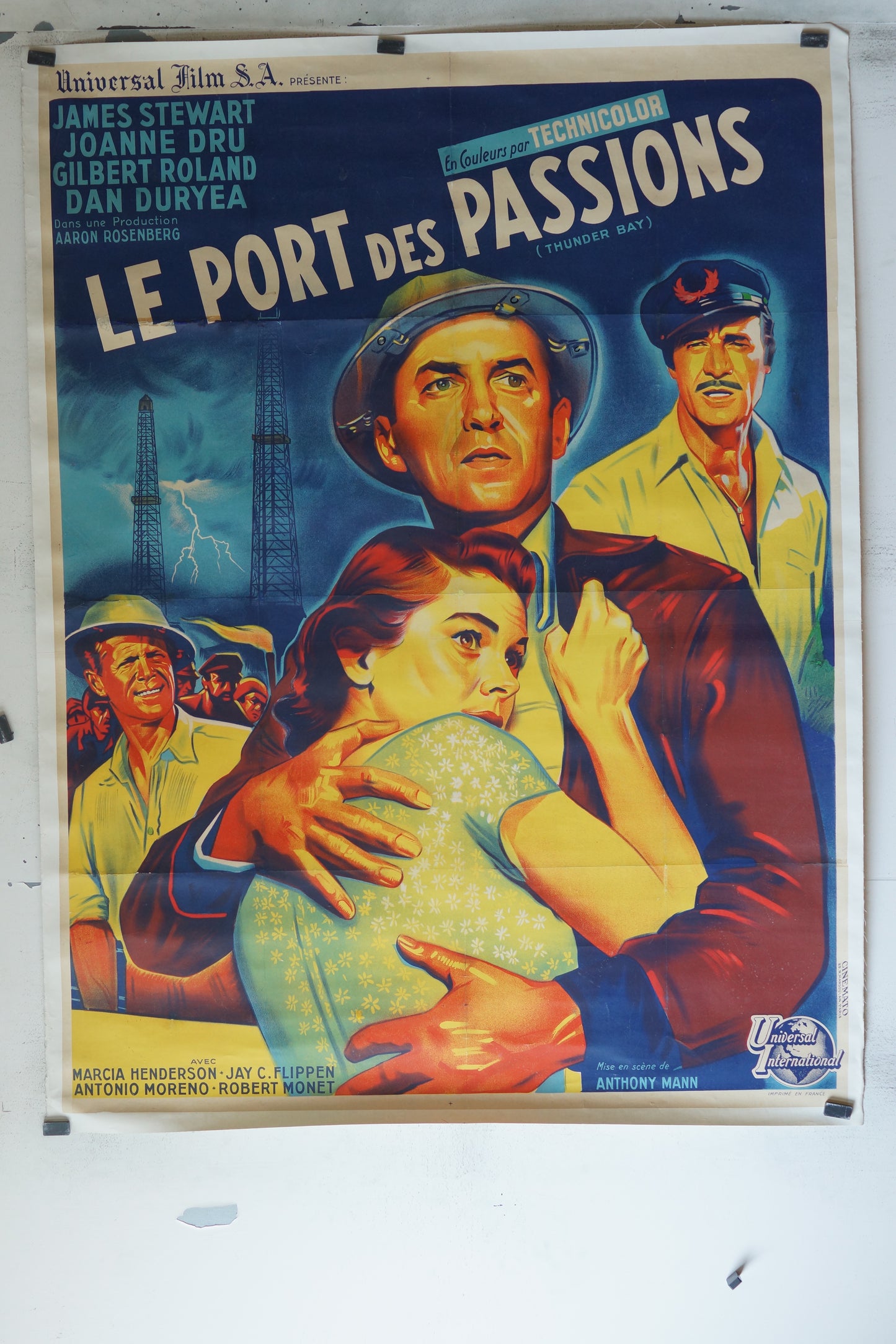 LE PORT DES PASSIONS, JAMES STEWART, 120X160 CM, AFFICHE ENTOILÉE. JAMES STEWART