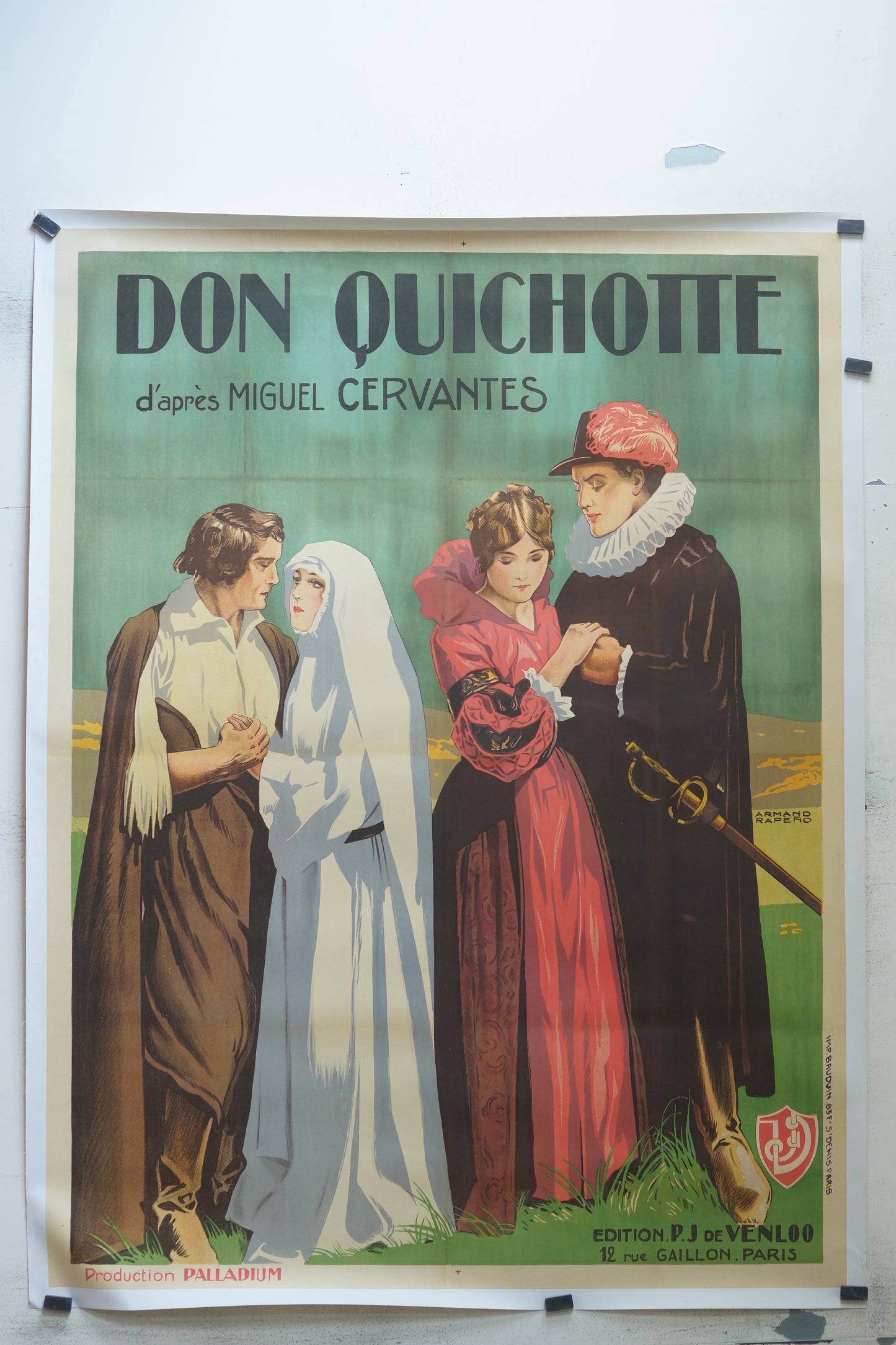 DON QUICHOTTE, MIGUEL CERVANTES, 120X160 CM, AFFICHE ENTOILÉE.