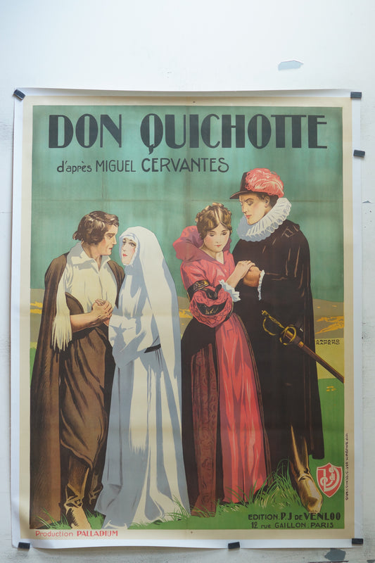 DON QUICHOTTE, MIGUEL CERVANTES, 120X160 CM, AFFICHE ENTOILÉE.