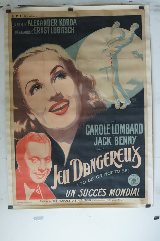 JEU DANGEUREUX, CAROLE LOMBARD, 120X160 CM, AFFICHE ENTOILÉE. CAROLE LOMBARD,