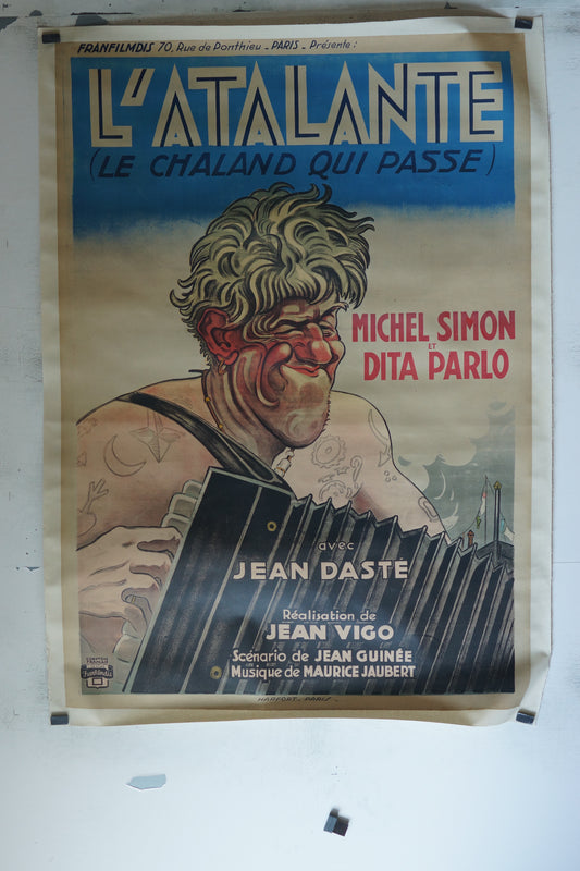 L’ATALANTE, MICHEL SIMON, 120X160 CM, AFFICHE ENTOILÉE. MICHEL SIMON AFFICHE ENTOILÉE