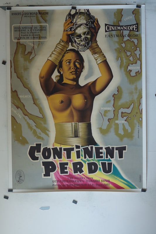 CONTINENT PERDU, ROBERT ET RAYMOND HAKIM, 120X160 CM, AFFICHE ENTOILÉE.