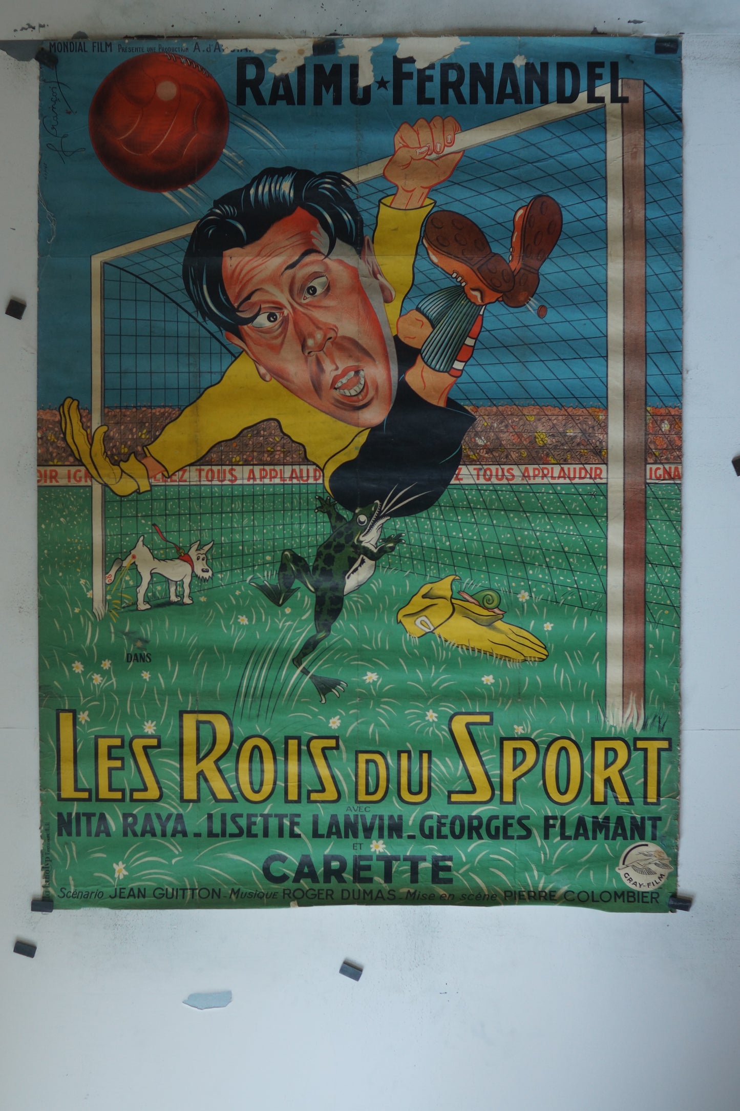 LES ROIS DU SPORT, FERNANDEL, 120X160 CM, AFFICHE ENTOILÉE.
