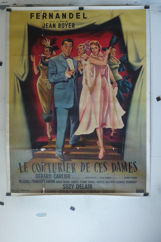 LE COUTURIER DE CES DAMES, FERNANDEL, 120X160 CM, AFFICHE ENTOILÉE.