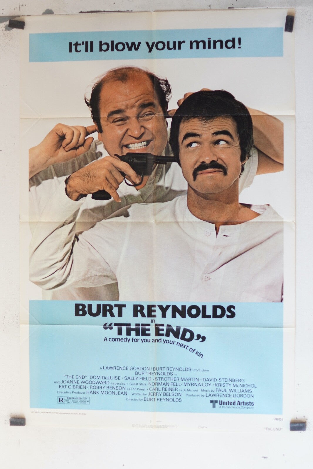 “THE END” 1978 ORIGINAL MOVIE POSTER BURT REYNOLDS, DOM DE LUISE
