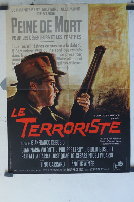 TERRORISTE (LE) POSTER ORIGINAL (60X80) Gian Maria Volonte , Philippe Leroy 