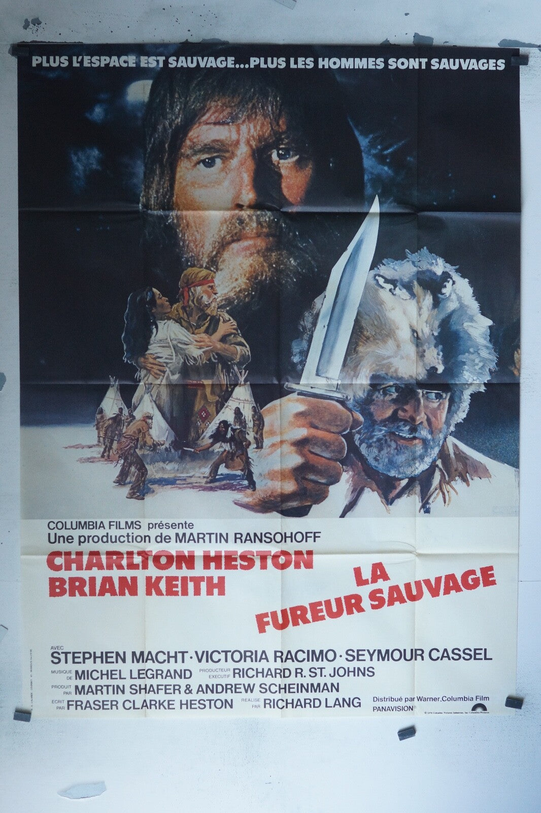 LA FUREUR SAUVAGE MOVIE POSTER ORIGINAL 120x160 CHARLTON HESTON