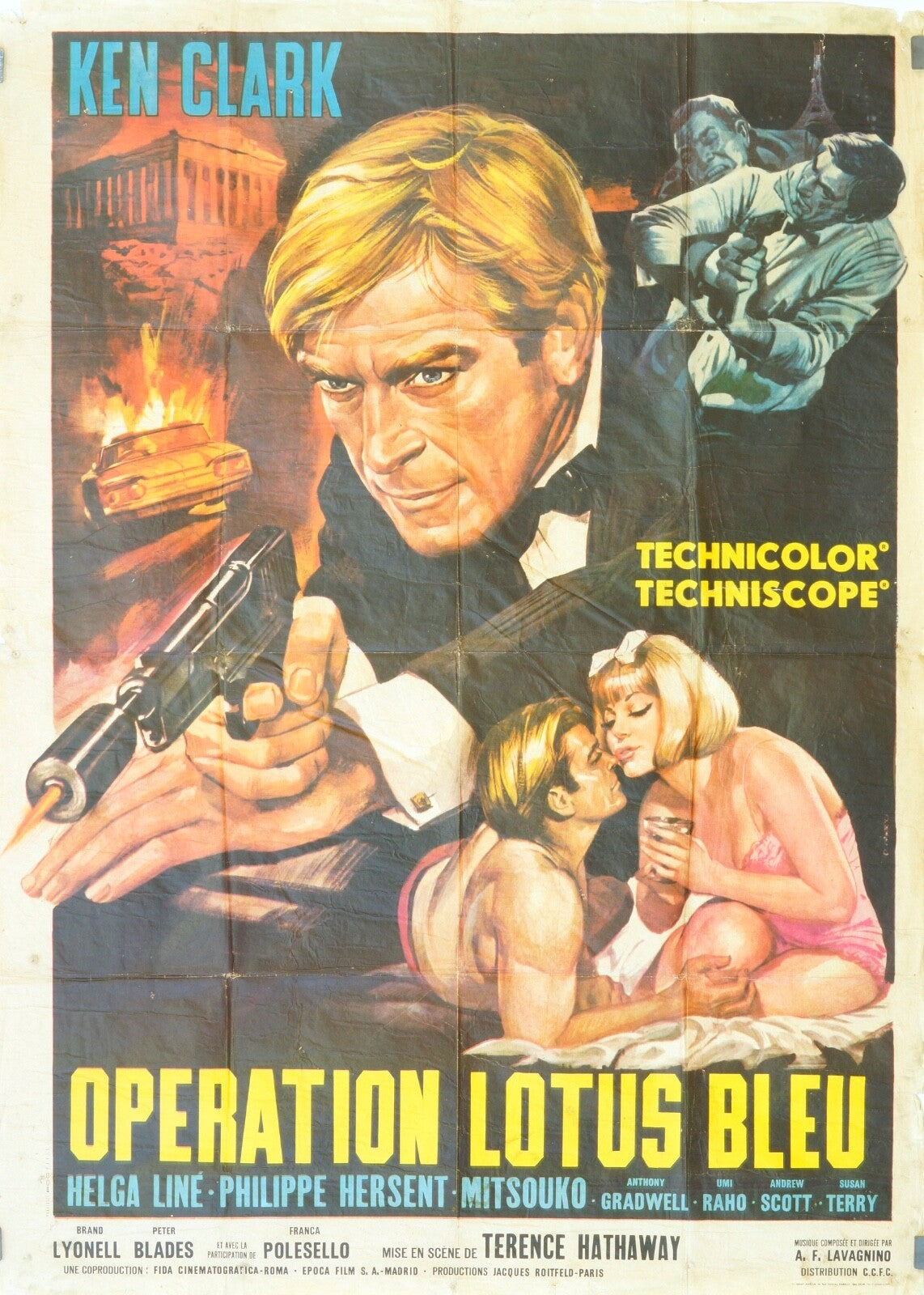 OPÉRATION LOTUS BLEU POSTER ORIGINAL 120x160 KEN CLARK