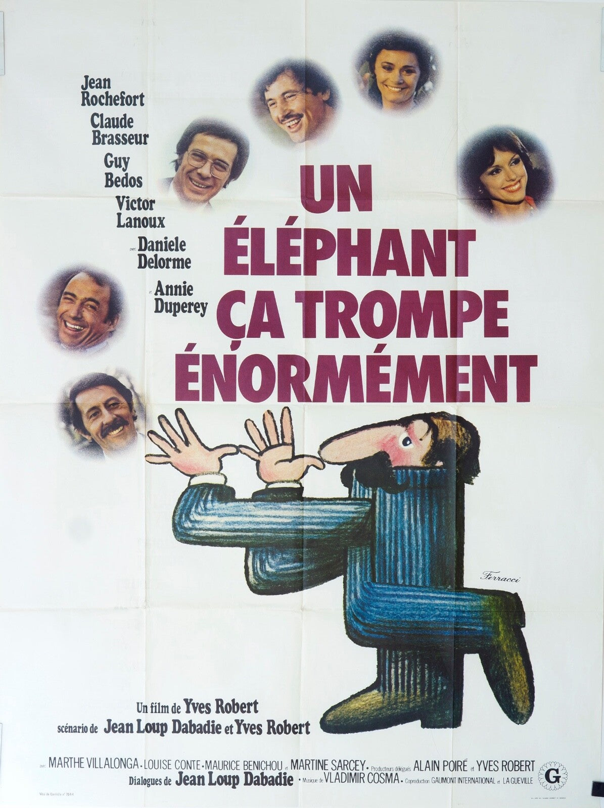 UN ÉLÉPHANT CA TROMPE ÉNORMÉMÉNT ORIGINAL MOVIE POSTER 120x160 VITTORIO GASSMAN