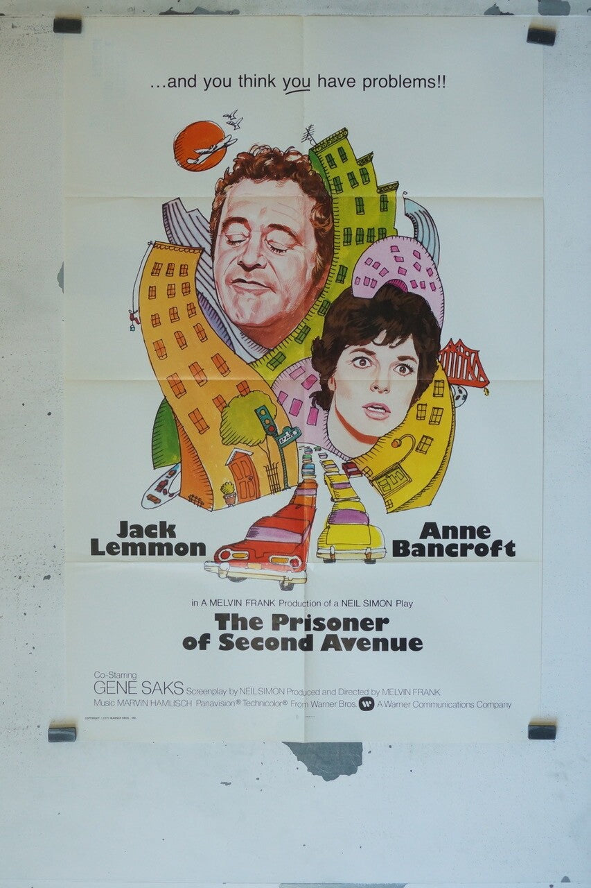 THE PRISONER OF SECOND AVENUE 70x100 ORIGINAL POSTER JACK LEMMON – ANNE BANCROFT