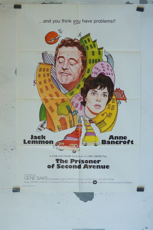 THE PRISONER OF SECOND AVENUE 70x100 ORIGINAL POSTER JACK LEMMON – ANNE BANCROFT