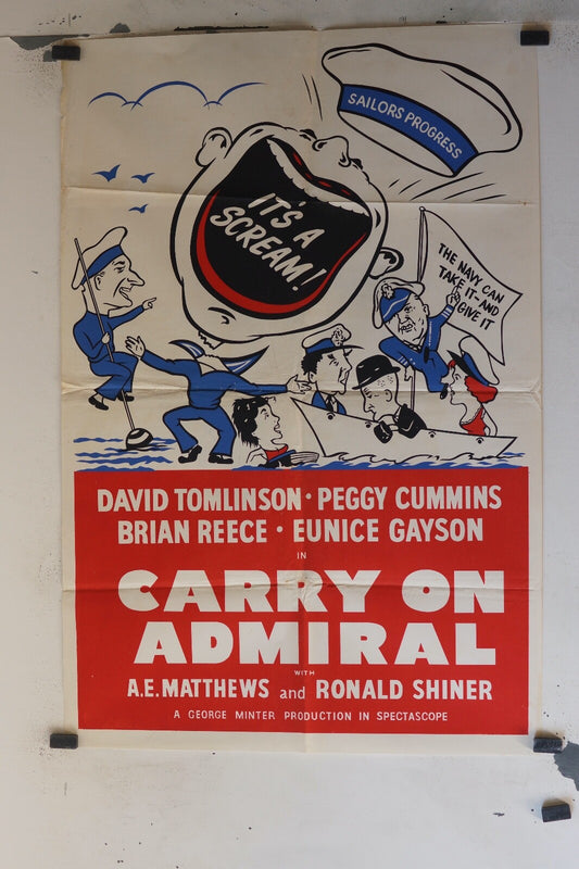 CARRY ON ADMIRAL (1957) 70X100 ORIGINAL MOVIE POSTER DAVID TOMLINSON, PEGGY