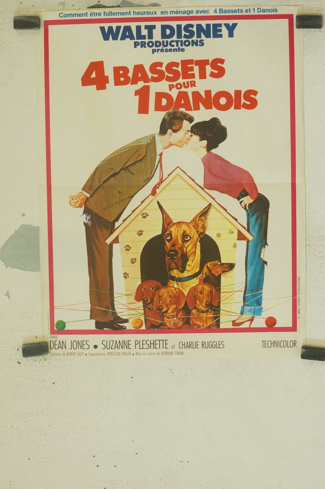 4 BASSETS POUR 1 DANOIS ORIGINAL 40x60 DEAN JONES – SUZANNE PLESHETTE