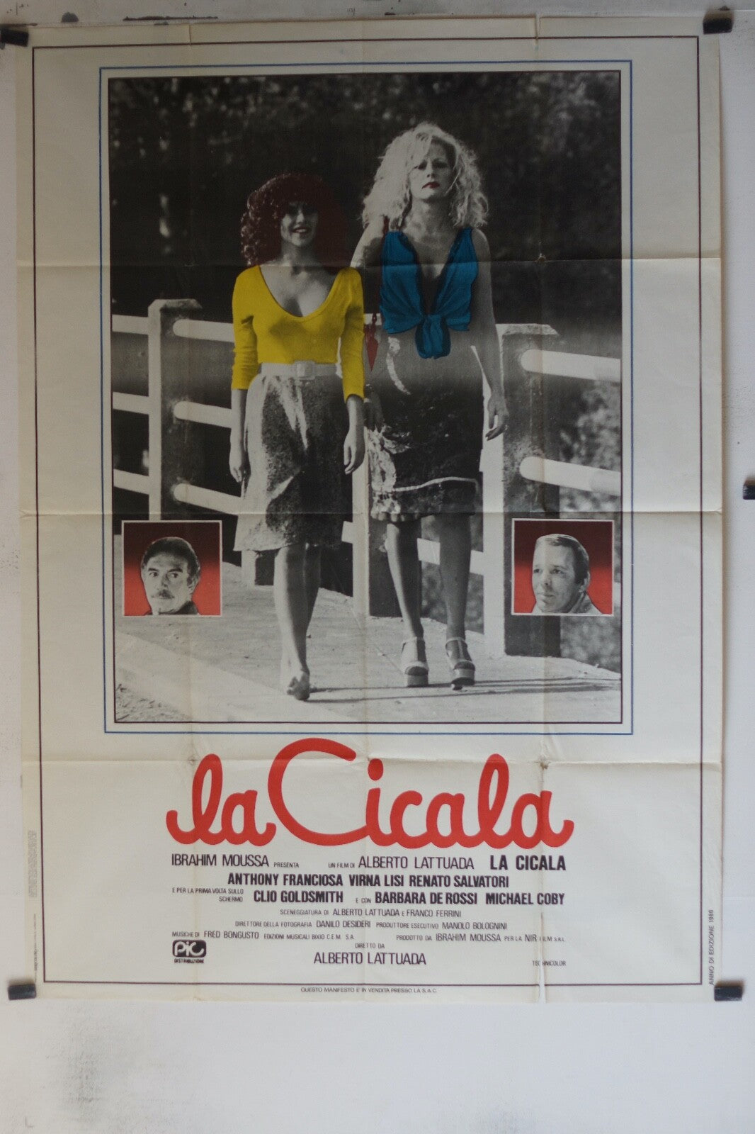 LA CICALA , 1980 MOVIE POSTER ORIGINAL120x160 ANTHONY FRANCIOSA, VIRNA LISI